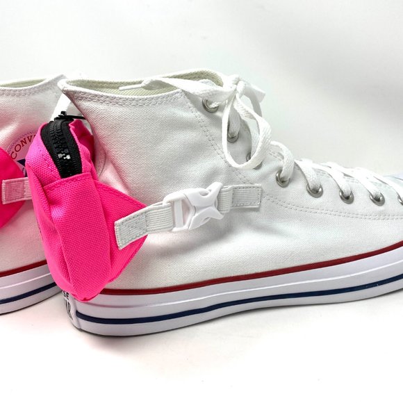 Converse Mens Size 168263C CTAS Buckle Up High Top White Neo Pink Canvas Sneaker - Picture 6 of 13